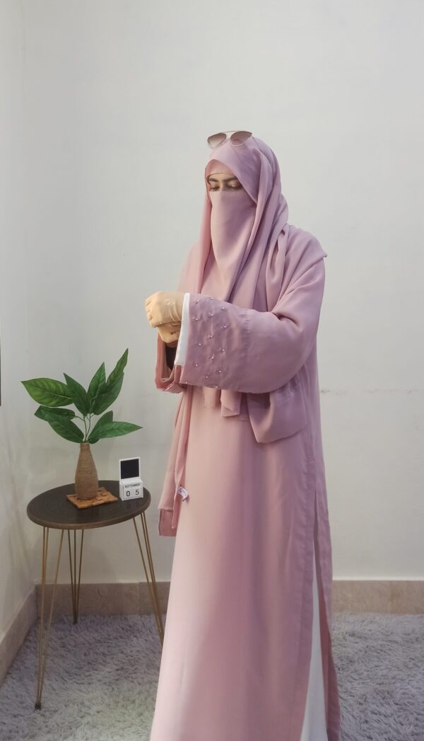 Pink White Silhouettes Abaya  Code 1314